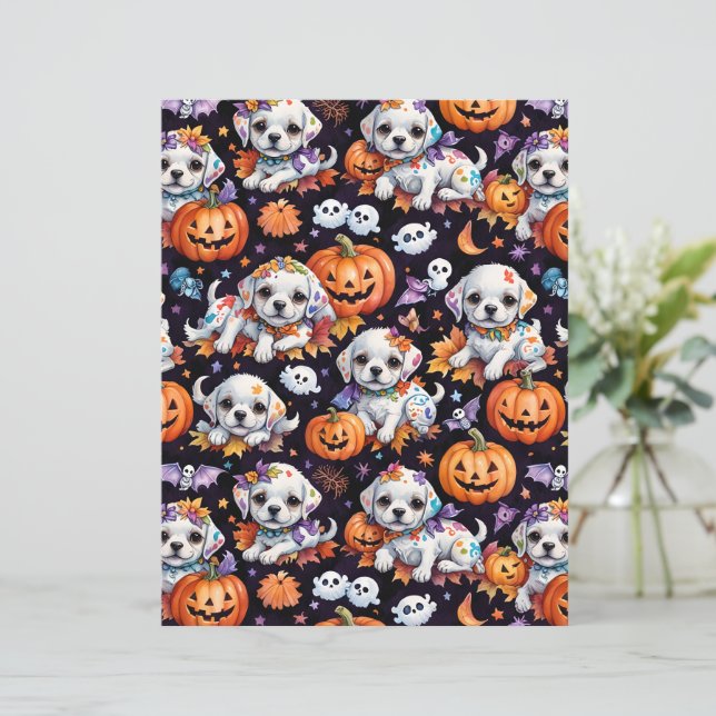 Adorable Maltese Puppy Halloween Scrapbook Paper (Staand voorkant)