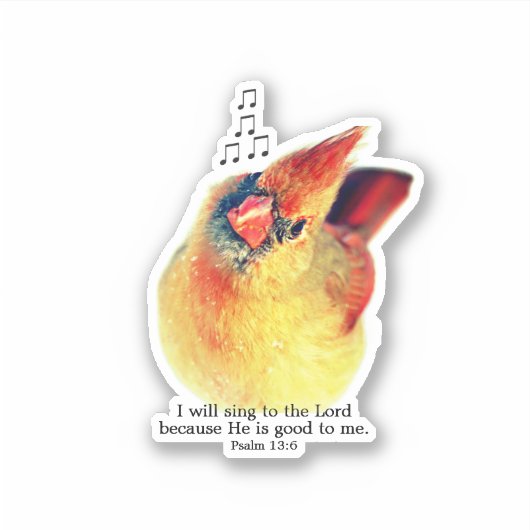 Adorable Mama Cardinal Singing Praises Bible Verse Sticker (Voorkant)