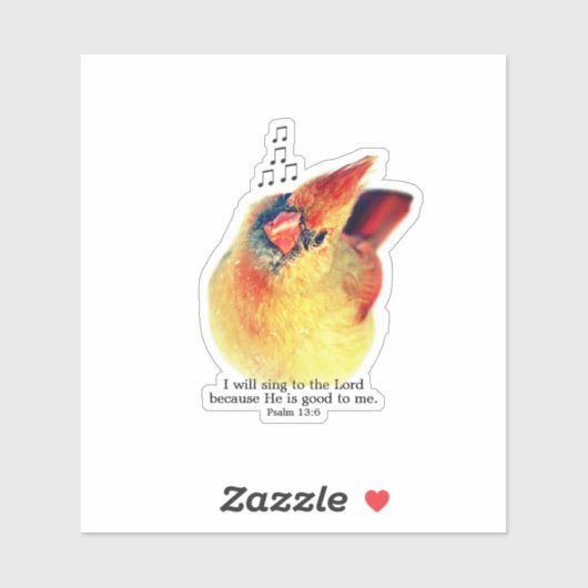 Adorable Mama Cardinal Singing Praises Bible Verse Sticker (Vel)