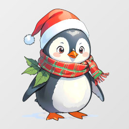 Adorable Merry Christmas Penguin Shop Decoration Raamsticker