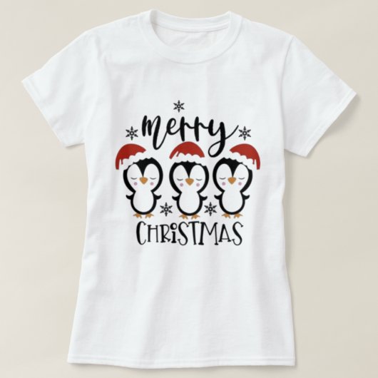 Adorable Merry Christmas Penguins, Perfect Gift! T-shirt (Design voorkant)
