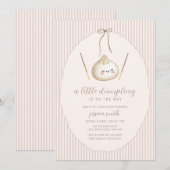 Adorable Modern Bow Asian Dumpling Baby Shower  Kaart (Voorkant / Achterkant)