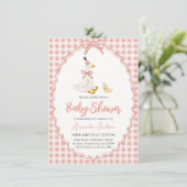 Adorable Mother Goose & Gosling Pink Baby Shower   Kaart (Staand voorkant)