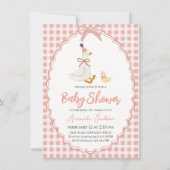 Adorable Mother Goose & Gosling Pink Baby Shower   Kaart (Voorkant)