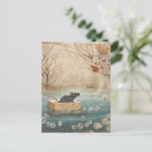 Adorable Mouse Floating on a Soap Down River Briefkaart (Staand voorkant)