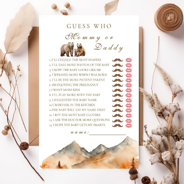 Adorable Neutral Bear Guess Who Mommy or Daddy (Creator heeft geüpload)