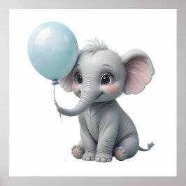 Adorable Olifantprint voor Babykamer Poster