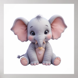 Adorable olifantprint voor babykamer poster