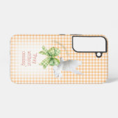 Adorable Orange Check Green Bow Dove Christian Samsung Galaxy Hoesje (Achterkant horizontaal)