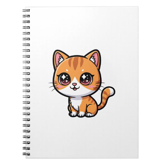 Adorable Orange Tabby Cartoon Cat Notitieboek (Voorkant)