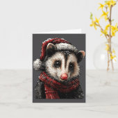 Adorable Ossum In Santa Hat Snowy Winter Christmas Kaart (Gele Bloem)