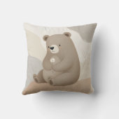 Adorable Ours Brun à la Marguerite - Aquarelle Kussen (Achterkant)