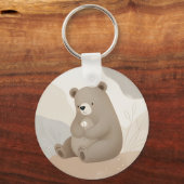 Adorable Ours Brun à la Marguerite - Aquarelle Sleutelhanger (Voorkant)