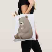 Adorable Ours Brun à la Marguerite - Aquarelle Tote Bag (Dichtbij)