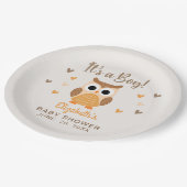 Adorable Owl Baby Shower Boy Boho Papieren Bordje (Gekanteld)
