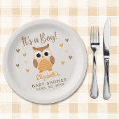 Adorable Owl Baby Shower Boy Boho Papieren Bordje