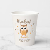 Adorable Owl Baby Shower Boy Papieren Bekers (Voorkant)