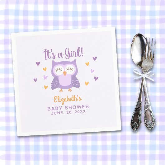 Adorable Owl Baby Shower Girl Servet