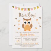 Adorable Owl Baby Shower Invitation – 'It's a Boy' Kaart (Voorkant)