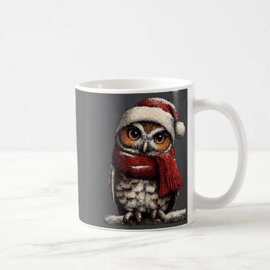 Adorable Owl With Santa Hat Snowy Winter Christmas Koffiemok (Rechts)