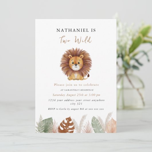 Adorable pampas Fluffy Lion Birthday  Kaart (Staand voorkant)