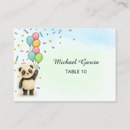 Adorable Panda Balloon 1st Birthday Plaatskaartje