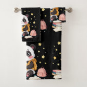 Adorable panda reading , stars,pattern bad handdoek (Insitu)