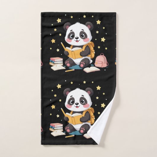 Adorable panda reading , stars,pattern  bad handdoek (Handdoek)