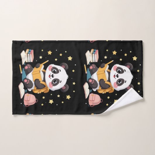 Adorable panda reading , stars,pattern  bad handdoek (Handdoek)