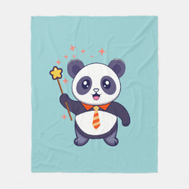 adorable panda wearing orange-yellow tie fleece deken