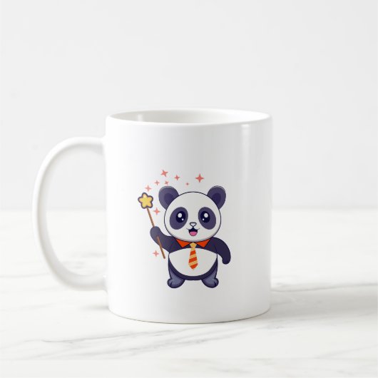adorable panda wearing orange-yellow tie koffiemok (Links)