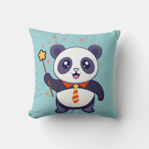 adorable panda wearing orange-yellow tie kussen
