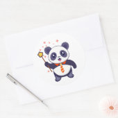 adorable panda wearing orange-yellow tie ronde sticker (Envelop)