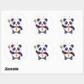 adorable panda wearing orange-yellow tie ronde sticker (Vel)