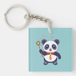 adorable panda wearing orange-yellow tie sleutelhanger