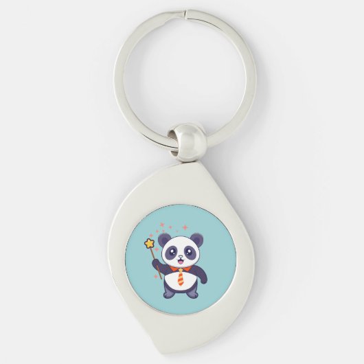 adorable panda wearing orange-yellow tie sleutelhanger (Voorkant)