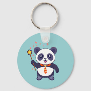 adorable panda wearing orange-yellow tie sleutelhanger