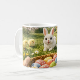 Adorable Pasenmok – Konijn, Kuikens & Pastel Eiere Koffiemok