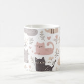 Adorable Pastel Kat & Bloemmotief Koffie Koffiemok (Center)