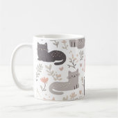 Adorable Pastel Kat & Bloemmotief Koffie Koffiemok (Links)