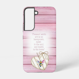 Adorable Pastel Pink Wood Heart Rainbow Bee Faith Samsung Galaxy Hoesje