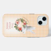 Adorable Peach Check Rose Wreath White Dove Bible  Case-Mate iPhone Case (Achterkant (horizontaal))