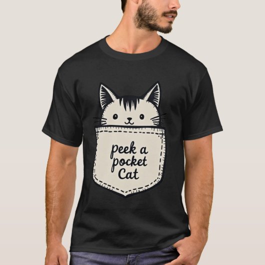 Adorable Peek-a-Pocket Cat Peeking Cute Feline T-shirt (Voorkant)