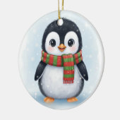 Adorable Penguin in Scarf Icy White Winter Keramisch Ornament (Links)
