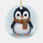Adorable Penguin in Scarf Icy White Winter Keramisch Ornament (Achterkant)