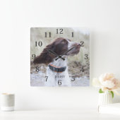 Adorable Personalized Dog Pet Photo  Vierkante Klok (Huis)