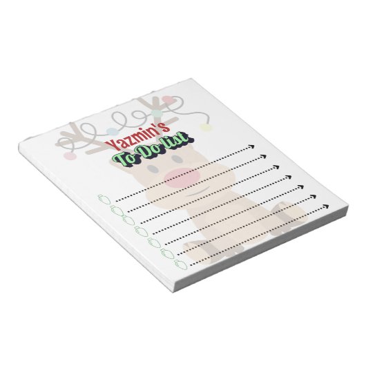 Adorable Personalized Reindeer To-Do List Notitieblok (Schuin)
