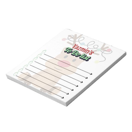 Adorable Personalized Reindeer To-Do List Notitieblok (Linkerzijde)