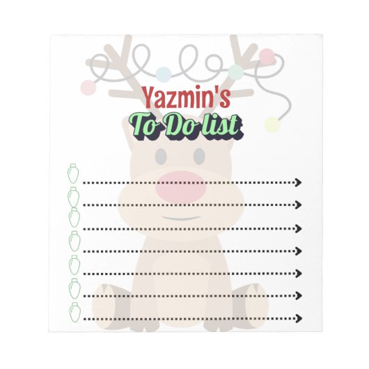 Adorable Personalized Reindeer To-Do List Notitieblok (Voorkant)