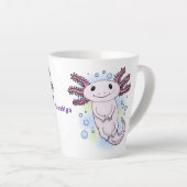 Adorable pink axolotl cartoon latte mok (Rechterhoek)